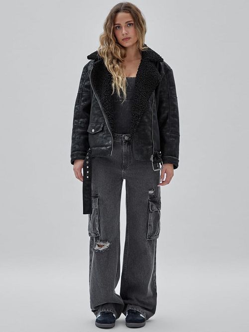 Guess Originals Belted Biker Jacket Negrii | GUESS-SN27904