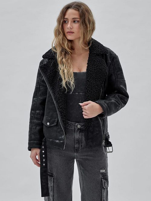 Guess Originals Belted Biker Jacket Negrii | GUESS-SN27904