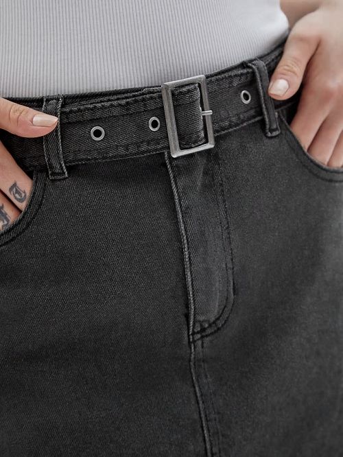 Guess Originals Belted Denim Skirt Negrii | GUESS-SN26497