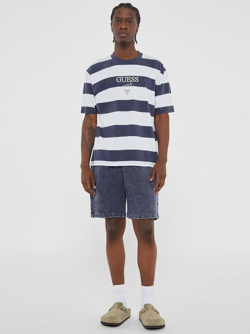 Guess Originals Block Stripe Tee Albastri | GUESS-SN30476