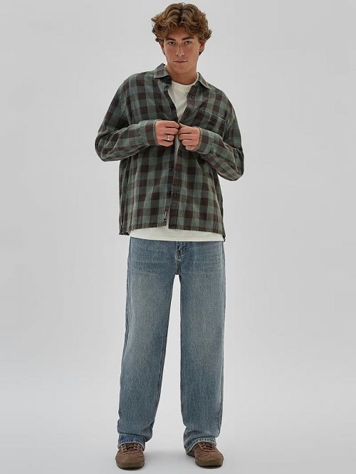 Guess Originals Brushed Gingham Flannel Negrii | GUESS-SN31080
