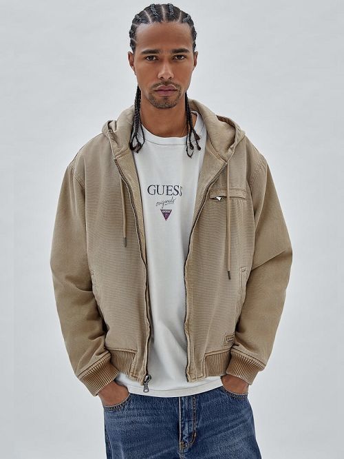 Guess Originals Canvas Worker Hoodie Bej | GUESS-SN31461