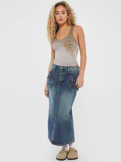 Guess Originals Cargo Denim Skirt Albastri | GUESS-SN26576