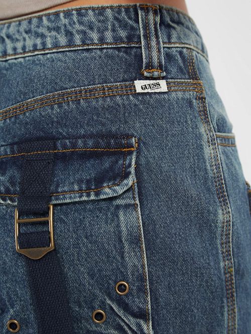 Guess Originals Cargo Denim Skirt Albastri | GUESS-SN26576