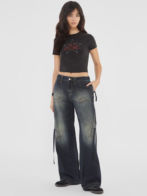 Guess Originals Cargo Lace-Up Jeans Albastri | GUESS-SN27403