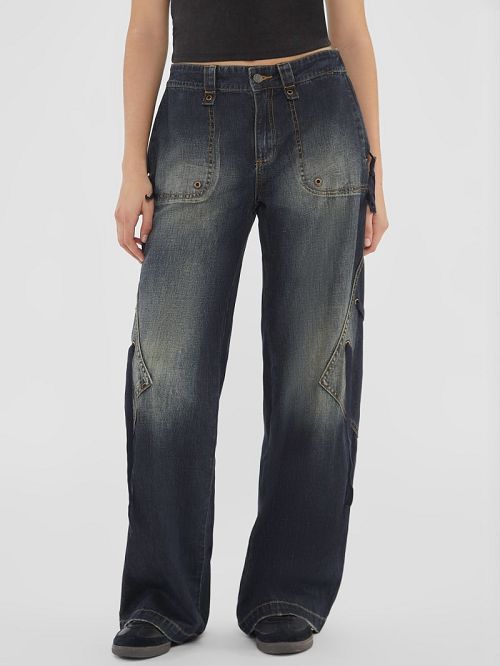 Guess Originals Cargo Lace-Up Jeans Albastri | GUESS-SN27403