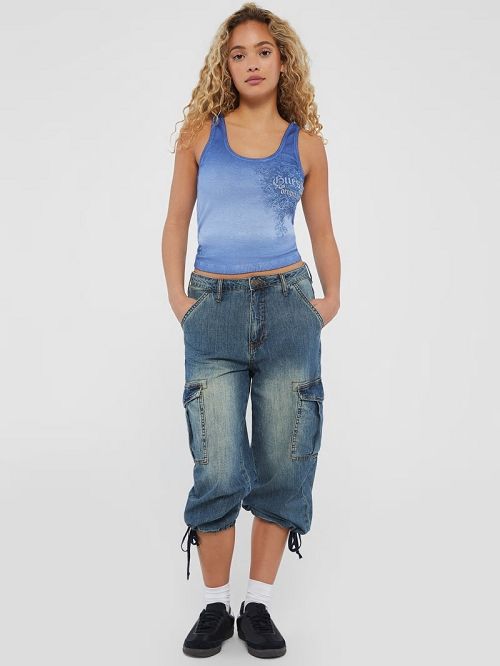 Guess Originals Denim Cargo Capris Albastri | GUESS-SN26504