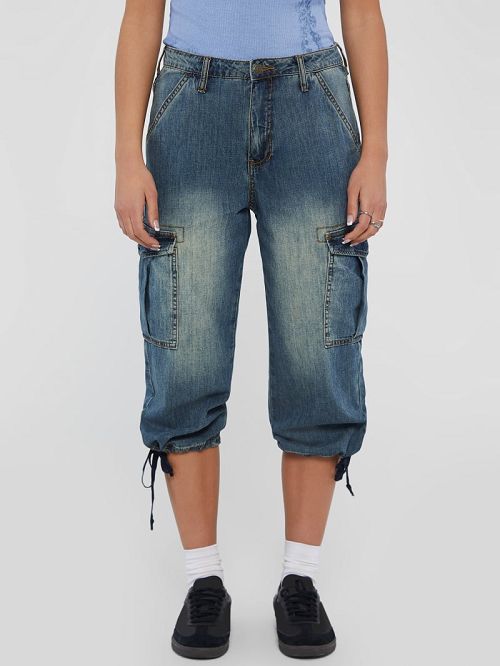 Guess Originals Denim Cargo Capris Albastri | GUESS-SN26504