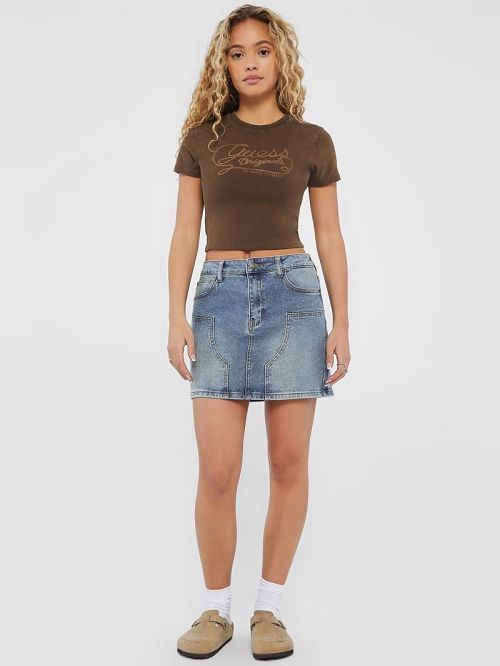 Guess Originals Denim Mini Skirt Albastri | GUESS-SN26510