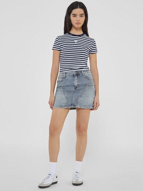 Guess Originals Eco Striped Baby Tee Albastri | GUESS-SN27230