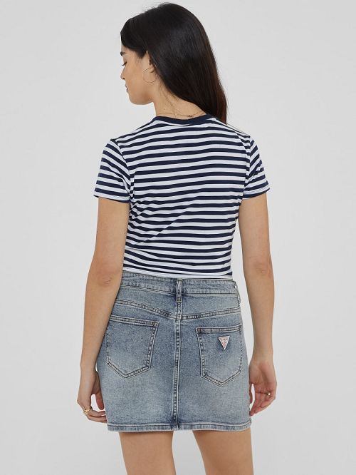 Guess Originals Eco Striped Baby Tee Albastri | GUESS-SN27230