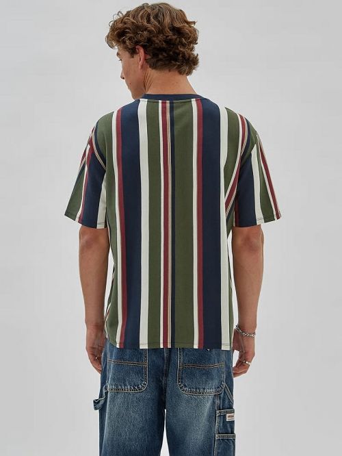 Guess Originals Eco Vertical Stripe Tee Albastri | GUESS-SN30567