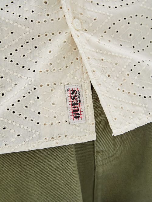 Guess Originals Eyelet Shirt Albi | GUESS-SN31174