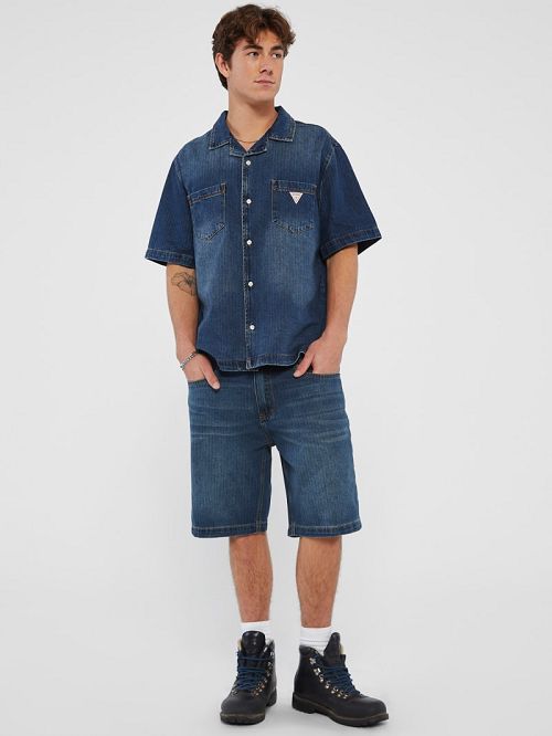 Guess Originals Herringbone Denim Shirt Albastri | GUESS-SN31128