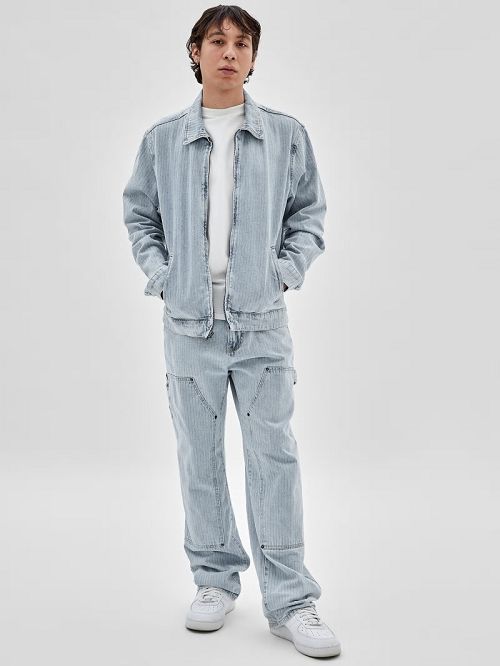 Guess Originals Herringbone Zip Denim Jacket Albastri | GUESS-SN30722