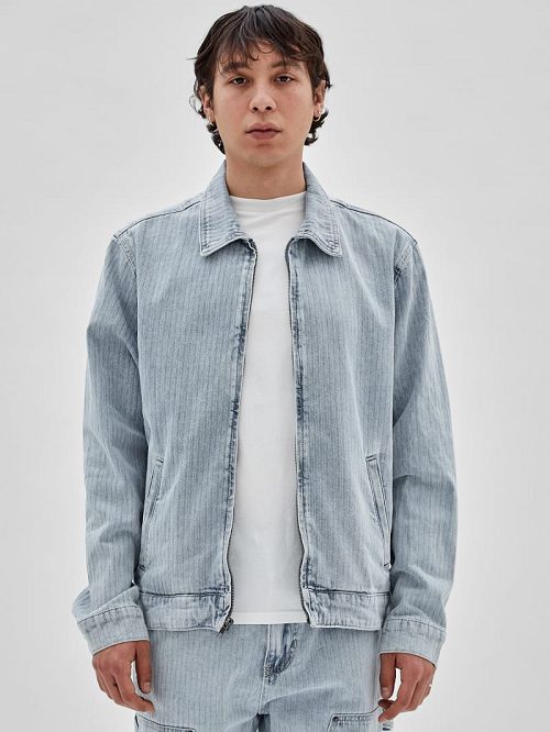Guess Originals Herringbone Zip Denim Jacket Albastri | GUESS-SN30722