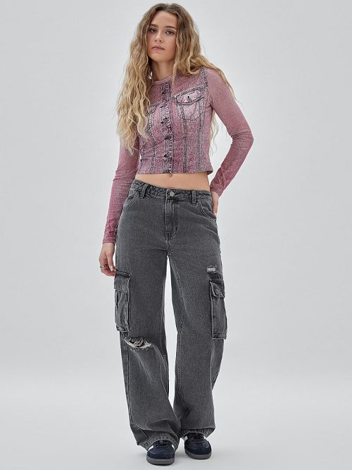 Guess Originals Kit Cargo Distressed Jeans Negrii | GUESS-SN26594