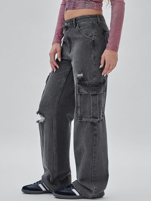 Guess Originals Kit Cargo Distressed Jeans Negrii | GUESS-SN26594