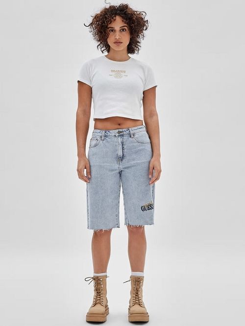 Guess Originals Kit Denim Bermuda Shorts Albastri | GUESS-SN28112
