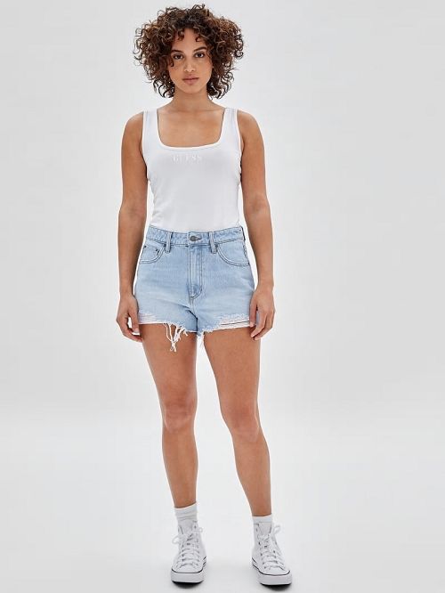 Guess Originals Kit Destroyed Denim Shorts Albastri | GUESS-SN28114