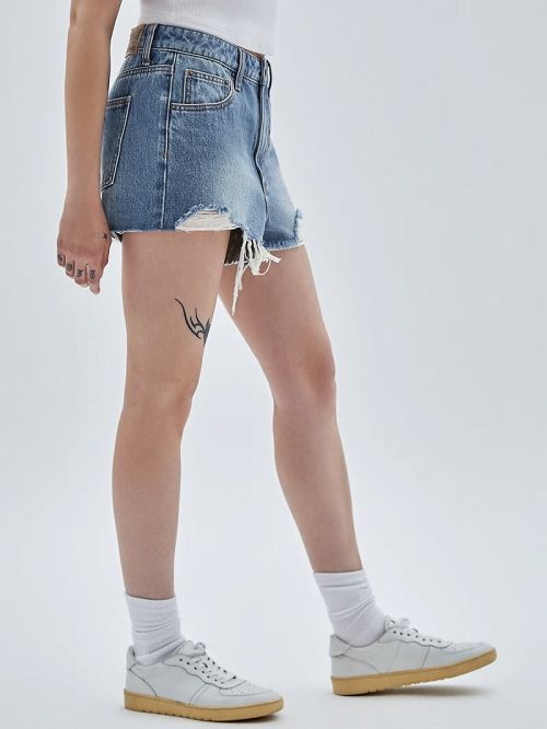 Guess Originals Kit Destroyed Denim Shorts Albastri | GUESS-SN26547