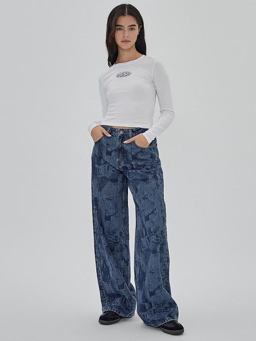 Guess Originals Laser Flare Jeans Albastri | GUESS-SN26591