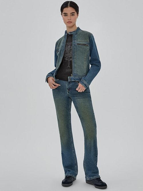 Guess Originals Moto Zip Up Jacket Albastri | GUESS-SN27867