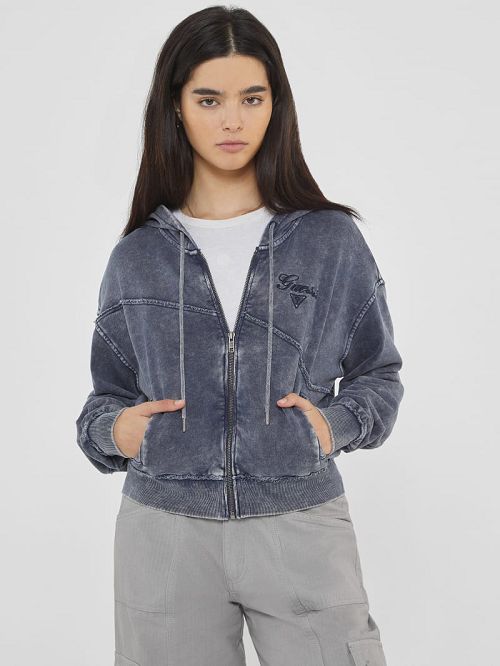 Guess Originals Panel Washed Hoodie Albastri | GUESS-SN27909