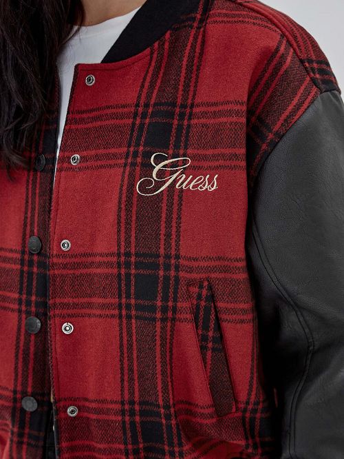 Guess Originals Plaid Varsity Jacket Negrii | GUESS-SN27907