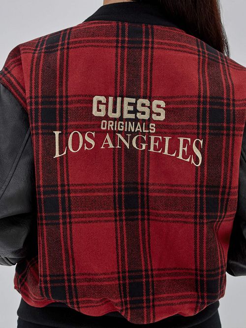 Guess Originals Plaid Varsity Jacket Negrii | GUESS-SN27907
