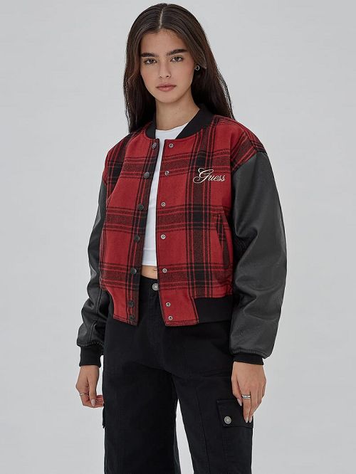 Guess Originals Plaid Varsity Jacket Negrii | GUESS-SN27907