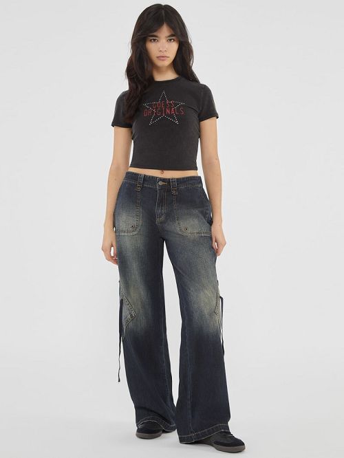 Guess Originals Star Stud Baby Tee Negrii | GUESS-SN27237