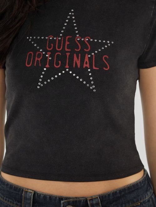 Guess Originals Star Stud Baby Tee Negrii | GUESS-SN27237