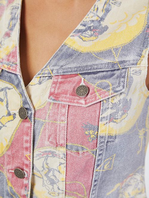 Guess Originals Vintage Printed Denim Vest Multi | GUESS-SN27249