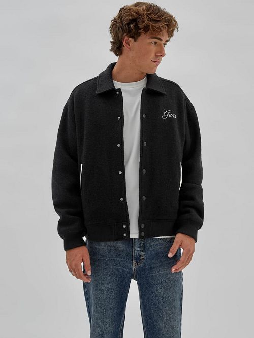 Guess Originals Wool-Blend Varsity Jacket Negrii | GUESS-SN30776