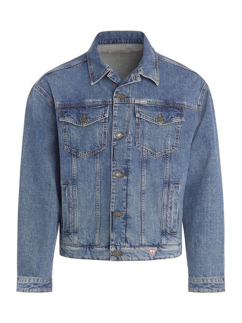 Guess Oversized Denim Trucker Jacket Albastri | GUESS-SN30817