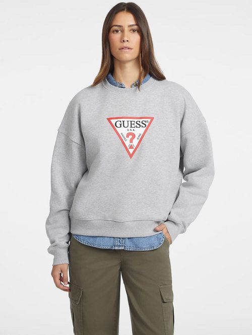 Guess Oversized Iconic Sweatshirt Gri | GUESS-SN27664