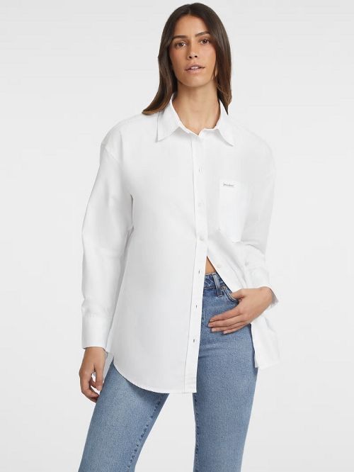 Guess Oversized Long-Sleeve Pocket Shirt Albi | GUESS-SN27541