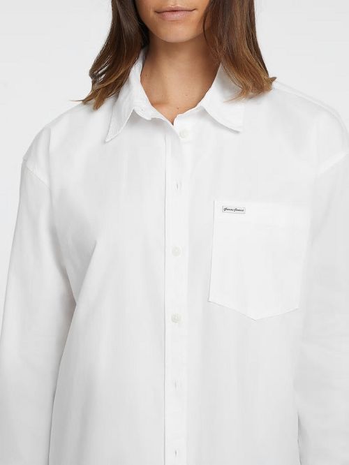 Guess Oversized Long-Sleeve Pocket Shirt Albi | GUESS-SN27541