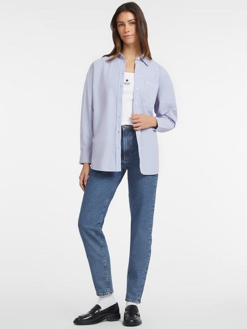 Guess Oversized Long-Sleeve Pocket Shirt Albastri | GUESS-SN27555