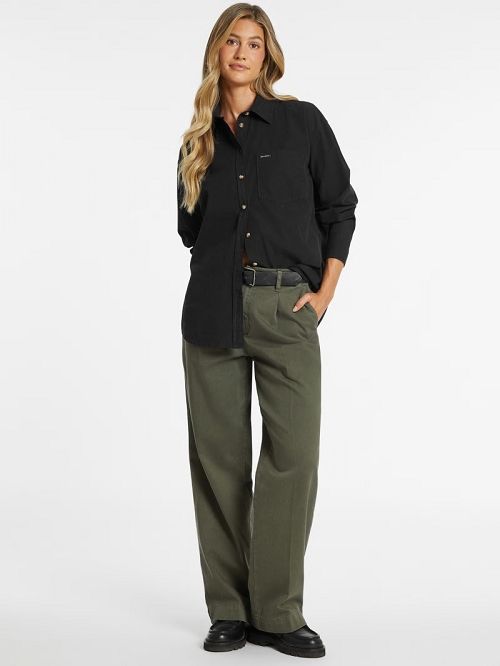 Guess Oversized Long-Sleeve Pocket Shirt Negrii | GUESS-SN27477