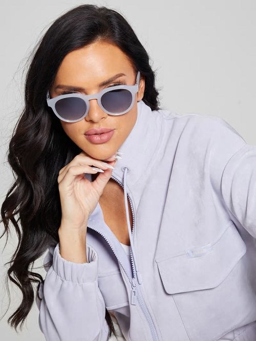 Guess Oversized Round Plastic Sunglasses Gri | GUESS-SN31809