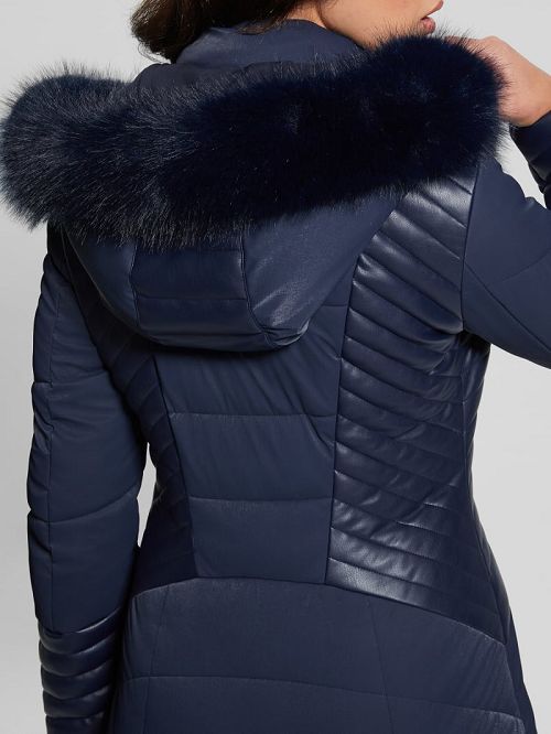 Guess Oxana Hooded Puffer Coat Albastri | GUESS-SN28020