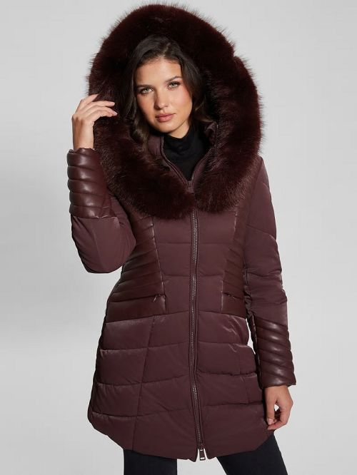 Guess Oxana Hooded Puffer Coat Rosii | GUESS-SN27921