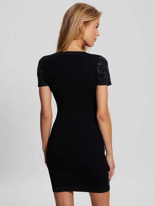 Guess Paige Quattro Rhinestone Dress Negrii | GUESS-SN27040