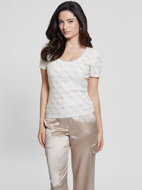 Guess Paige Quattro Rhinestone Top Albi | GUESS-SN27636