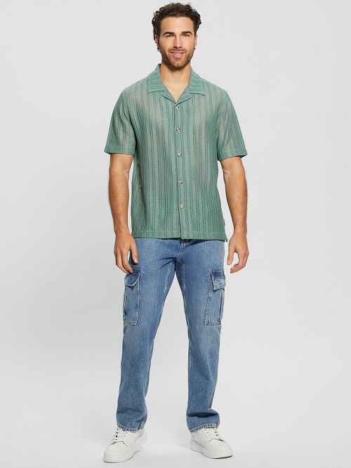Guess Panama Knit Shirt Albastri | GUESS-SN31240