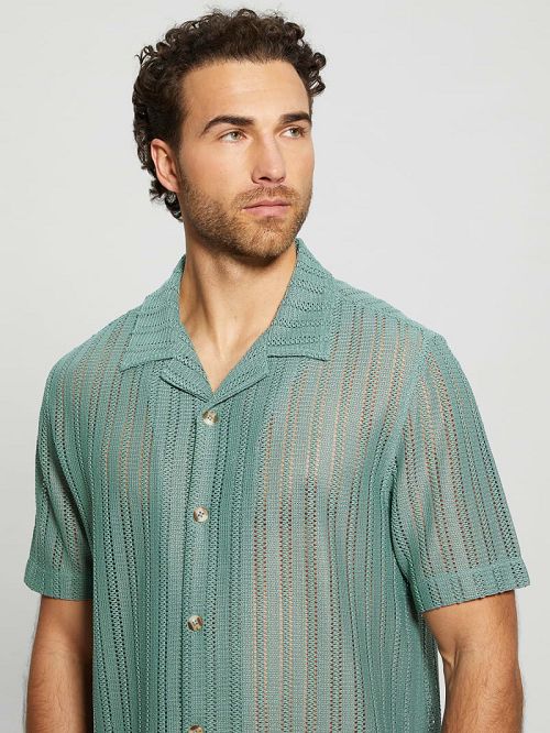 Guess Panama Knit Shirt Albastri | GUESS-SN31240