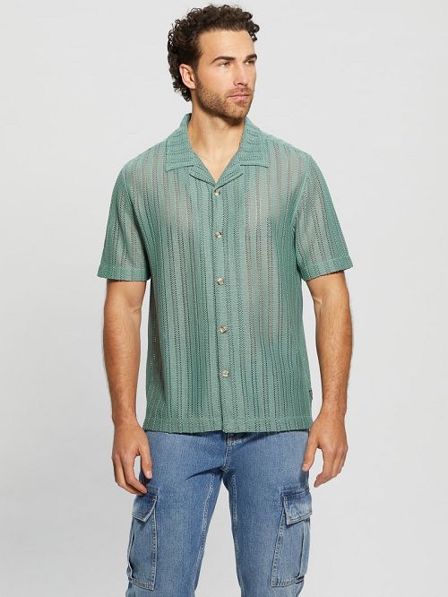 Guess Panama Knit Shirt Albastri | GUESS-SN31240
