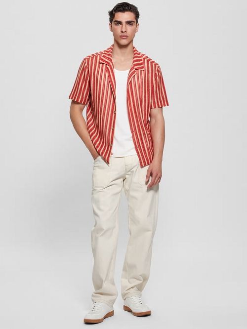 Guess Panama Stripe Shirt Rosii | GUESS-SN31242